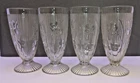 Jeannette Iris & Herringbone Clear Footed Tumbler Depression Glass Set of 4