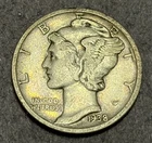1938-S Mercury 90% Silver Dime - B