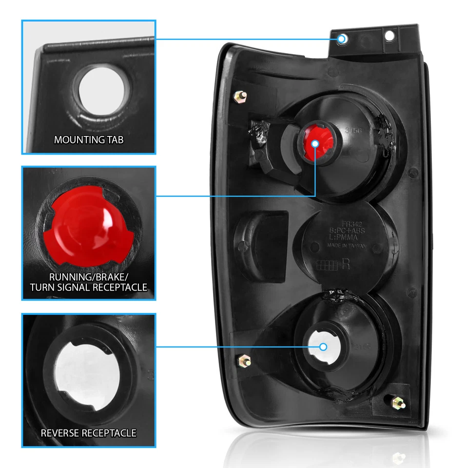 1997-2002 For Ford Expedition Black Brake Tail Lights Lamps Pair - Image 3 of 4