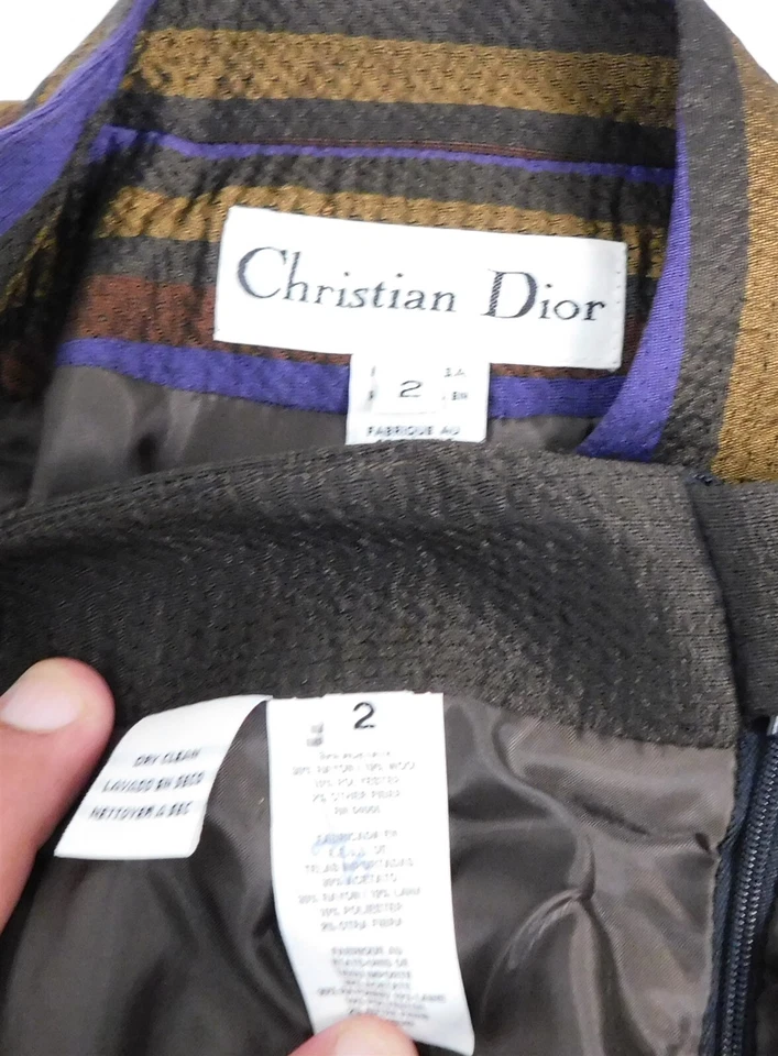 Traje Falda Christian Dior Vintage EE. UU. Rayas Talla 2 Foto 3 de 4
