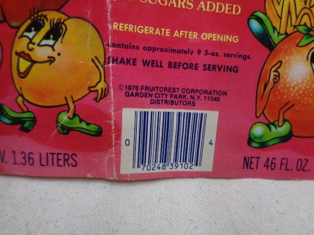 1978 Juicy Juice Drink Can LABEL ONLY has wear KIDS supermarket