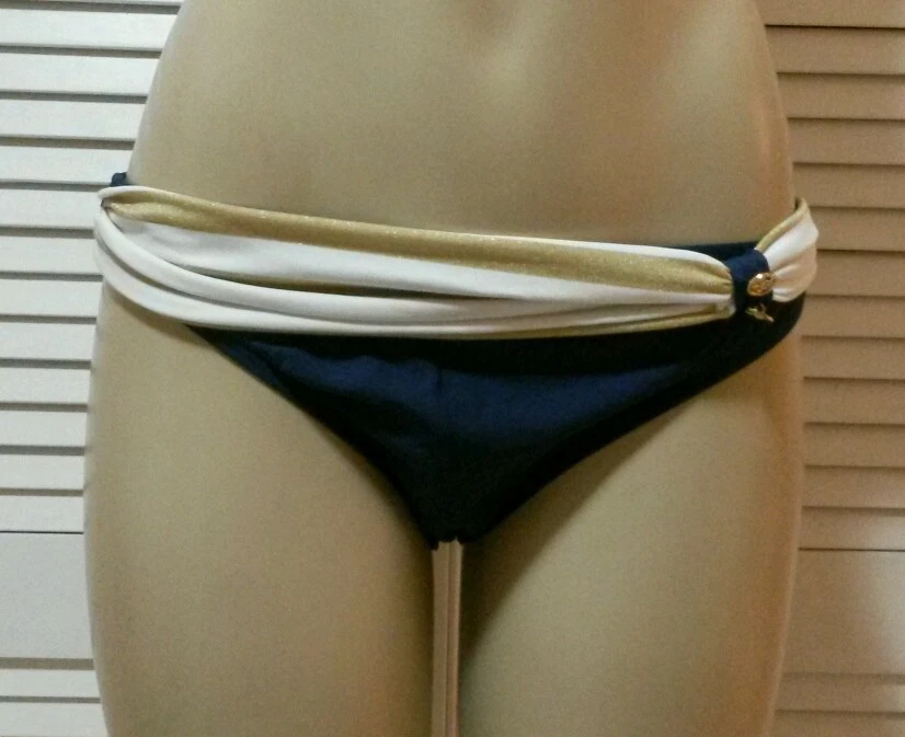 Panda syre jord NEW! Tommy Hilfiger Navy/White/Gold Hipster Bikini Bottom Size 12 | eBay