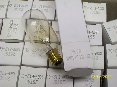 (LOT OF 5) 25T8/130V-E12-CL Miniature Lamp 25T8130VE12CL candelabra base