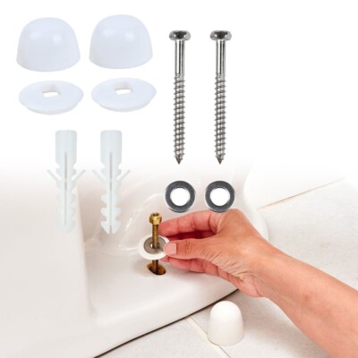 WC oder Bidet sicher mit Boden verbinden Essential Kit mit Schrauben und Buchsen