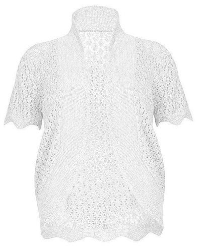 Womens White Knit Bolero Short Sleeve 