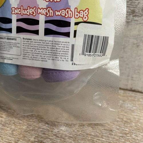 Crayola Kids' Reusable Cloth Face Mask Set Pastel 5 Pack With Mesh Bags New - Picture 10 of 15