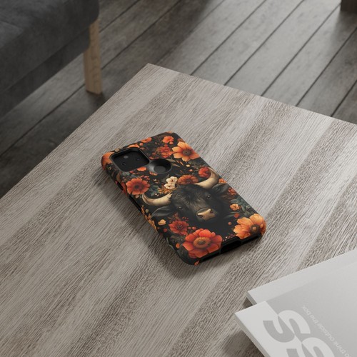 Black Boho Bull Orange Flower - Phone Case for iPhone, Galaxy, Pixel - 第 177/281 張圖片