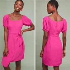 Maeve Anthropologie Hot Pink Resort Wrap Dress sz 4 Short Sleeve Asymmetrical DI