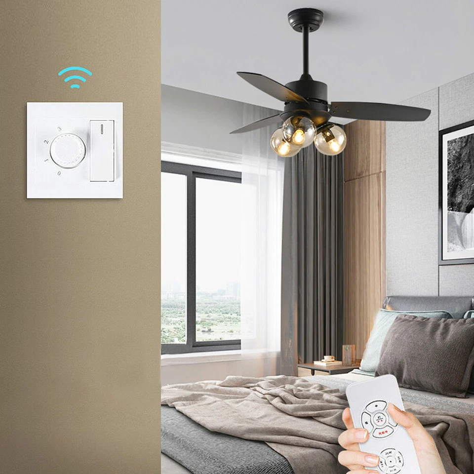 42'' Ceiling Fan Lamp 3 Blades 3 Speed Fan For Bedroom Dining Room Home Office - Image 4 of 4