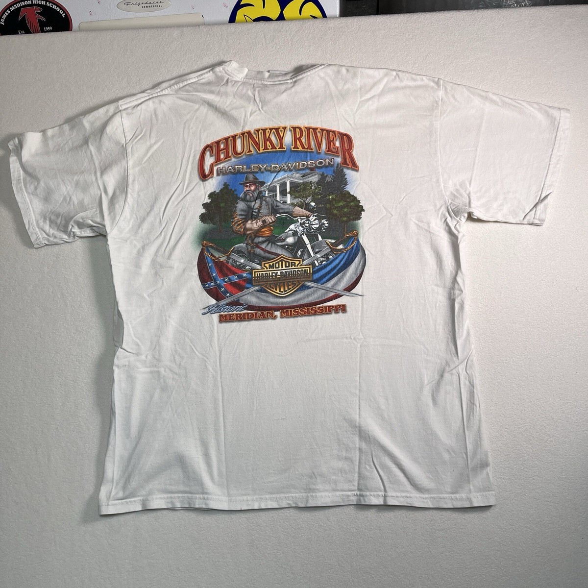 HARLEY-DAVIDSON Tシャツ CHUNKY RIVER Harley Davidson Men's T-Shirt Meridian Mississippi VTG