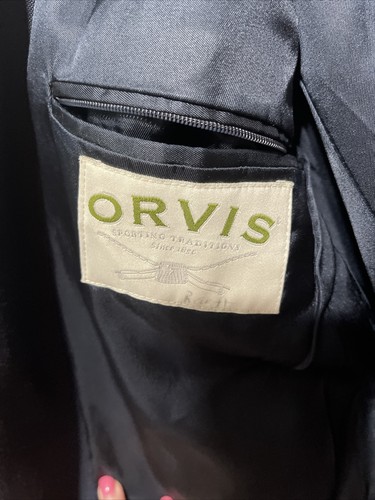 Orvis Wool Blend Blazer Mens 40R Blue Sport Coat Gold Buttons Made in USA VTG. - Picture 8 of 11