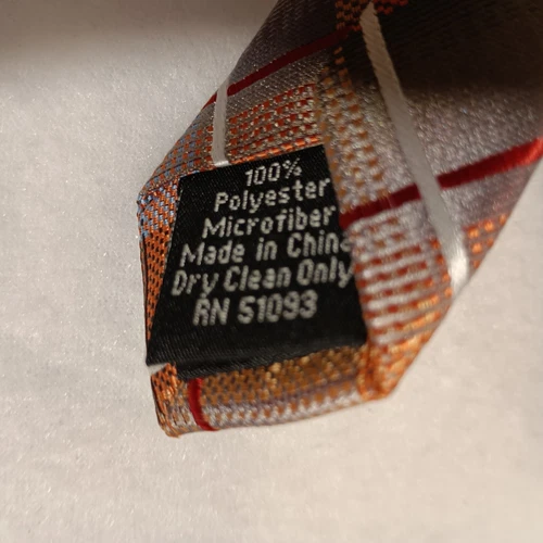 全新带标签 Van Heusen 男式领带 59L x 3W 橙色格子 100% 超细纤维经典领带 - 第 3 张/共 5 张