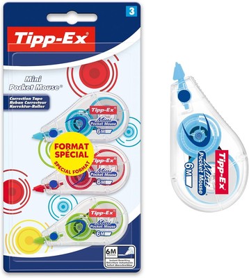 Tipp-Ex Korrekturroller Mini Pocket Mouse 929203, 6m x 5mm, 3 Stück