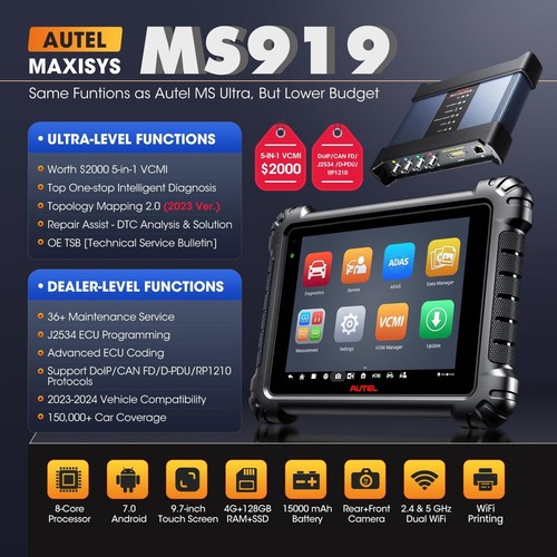 2025 Autel MaxiSys MS919 +MV108S Pro/grammi/ng Bidirectional Diagnostic Scanner - Picture 2 of 19