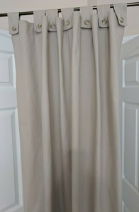 Pottery Barn Tab Top Curtain Set 2 Panels Beige White Cotton