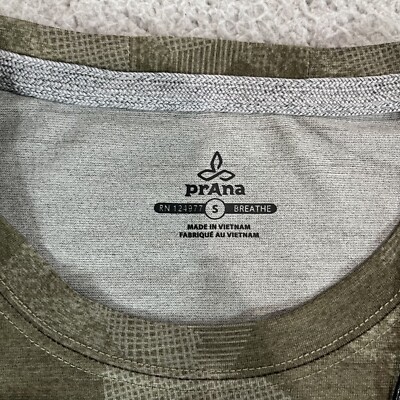 prAna Men's Small Prospect Heights Graphic SS Shirt Green Rye