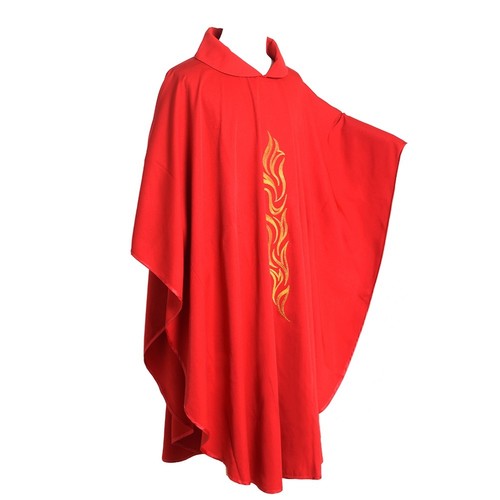 Christian Catholic Church Clergy Priest Fire Embroidery Chasuble Red