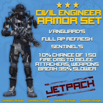 FALLOUT 76 [PC] CIVIL ENGINEER ARMOR SET VANGUARD'S POWERED SENTINEL'S +HELMET