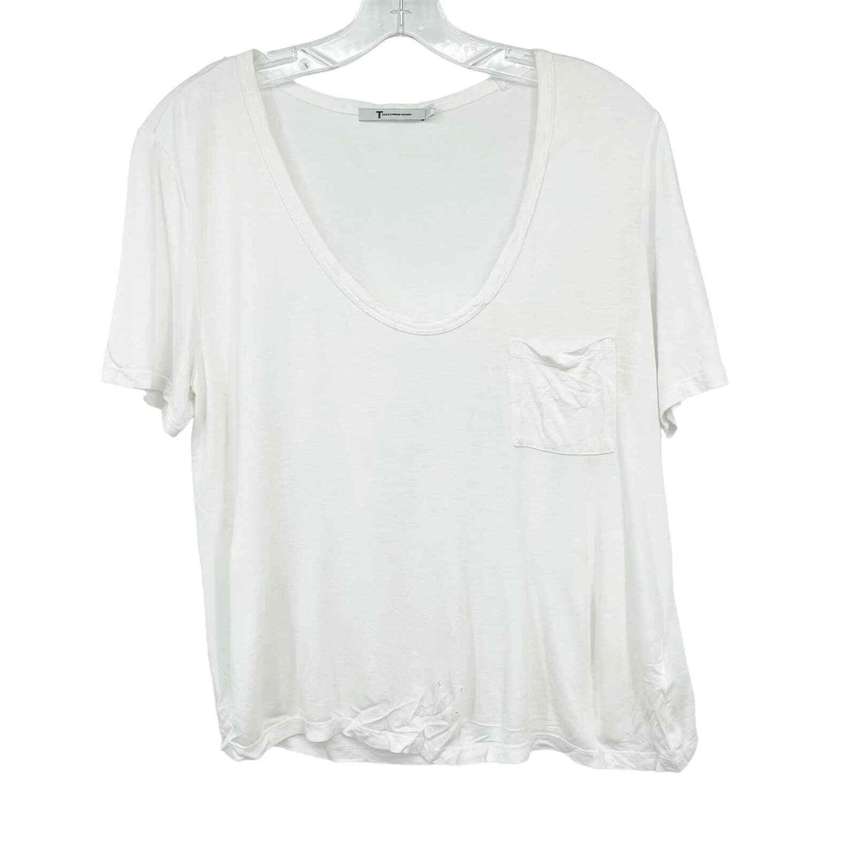white v neck pocket tee
