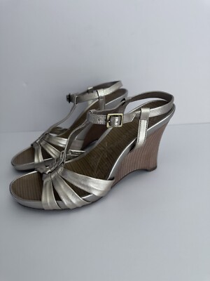 Kenneth Cole Women's Shoes Metallic Brown Comfort Wedge Platform  Sandals