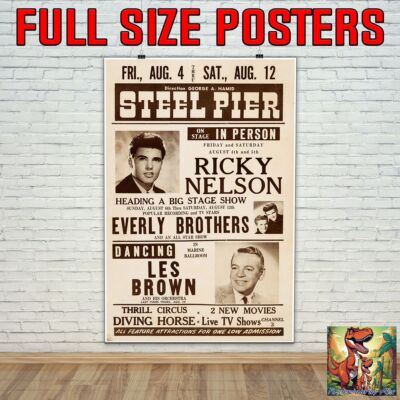 Ricky Nelson The Everly Bros 1961 Atlantic City New Jersey Tour Poster - 36''