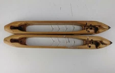 Set of 2 Vintage Antique Loom Wooden Shuttle Boat For Weaving 17" Missing Parts