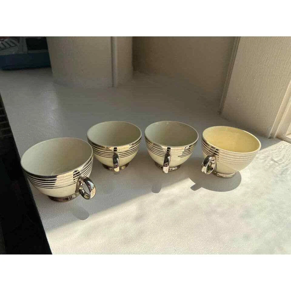 ¡Tazas de té vintage! Crema con detalles cromo/platino Foto 4 de 4