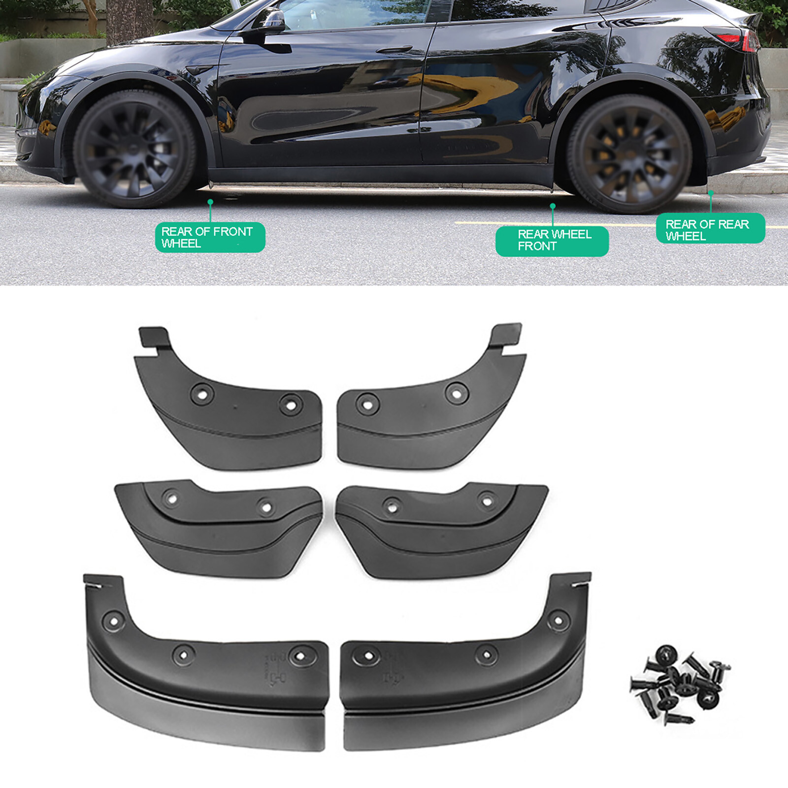 6 PCS Mudguard Car Wheel Mud Flaps Guard Fenders For Tesla Model Y 2019-2023