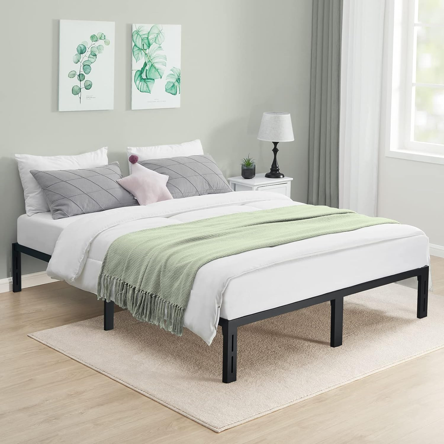 Full Size Bed Frame Quick Lock Heavy Duty Metal Platform Bed Mattress Foundation