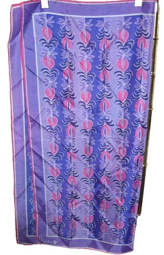 Bufanda Cuadrada de VERA 26" Púrpura Rosa Tropical 100% Acetato Japón De Colección - Imagen 2 de 5