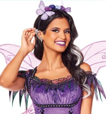 Spirit Halloween Fairy/pixie Ear Cuffs - Black with silver jewels. Never Worn 
