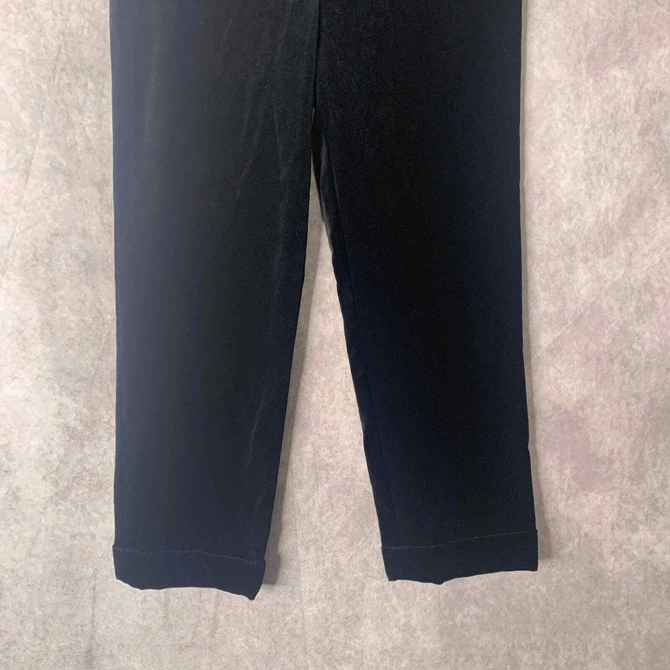 Boden Womens Pants Size 2P Black Velvet Tapered Leg Cropped High Rise Pockets - Image 3 of 4