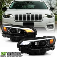 For 2019-2023 Jeep Cherokee Full LED Projector Headlights Healamps Left+Right