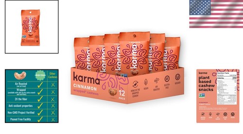 Nuts Cinnamon Cashews - Whole, Vegan, Gluten Free Snack Packs in 1.5oz Portions - Picture 2 of 8