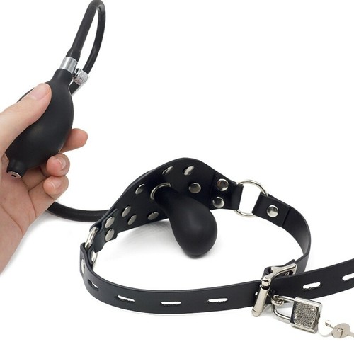 Time Lock Silikon Aufblasbar Offen Mund Knebel Plug Pumpe Bondage Mund Fixierung - Bild 6 von 20