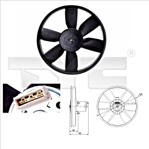 Radiator Fan TYC Fits VW Caddy II Corrado Golf Mk2 Mk3 Van Passat B3 ...