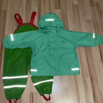 Regenanzug Gr.92/98/104 Regenhose Seasons Regenjacke impidimpi TOP Grün ungefüt