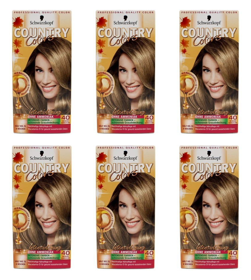 Schwarzkopf Country Colors Intensivtönung 40 Nevada Dunkelblond 6er Pack EA39661