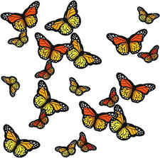 20Pcs Monarch Butterfly Iron on Patches, 2 Size Embroidered Sew Applique Repair