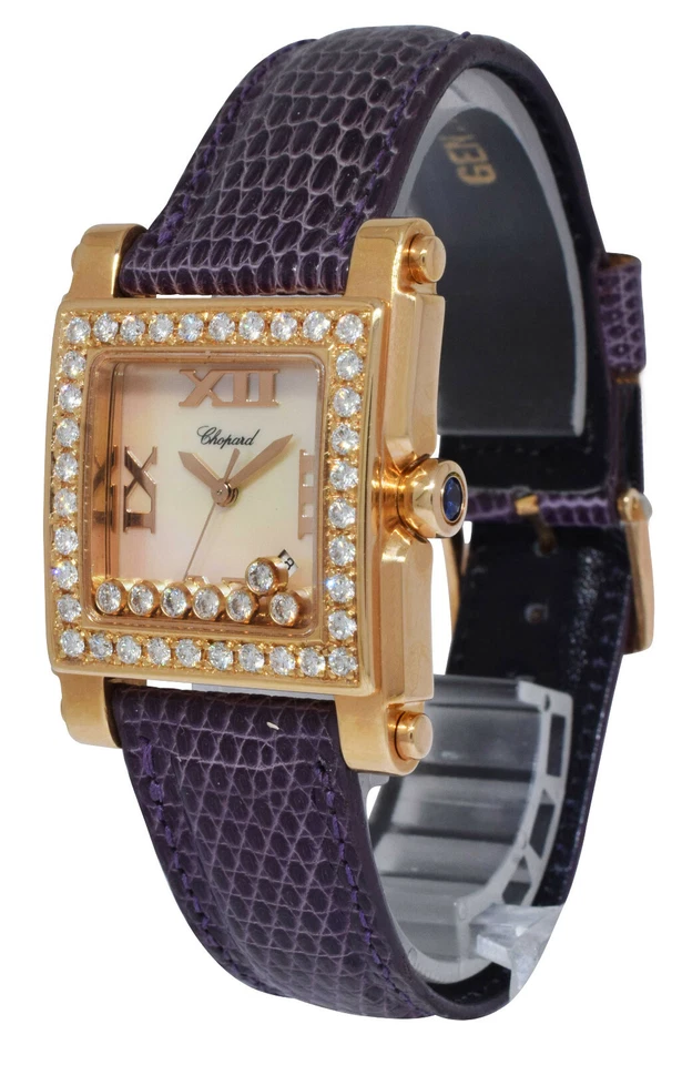 Reloj de cuarzo para mujer Chopard Happy Sport de oro rosa de 18 quilates y diamantes 27/5321 Foto 3 de 4