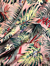 Hawaiian Tropical Bird of Paradise Floral Soft Fabric Pink Multicolor 47 x 76"