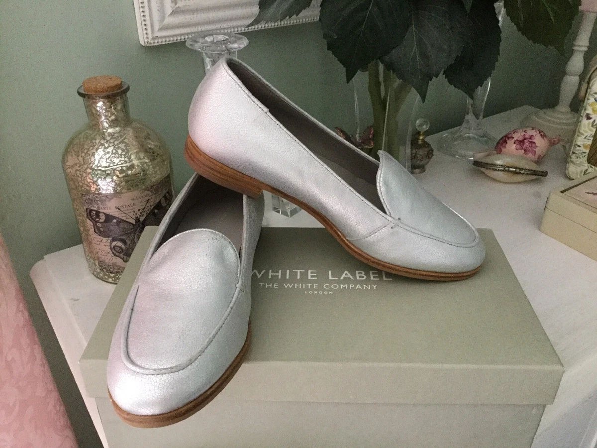 Ladies silver shop leather loafers