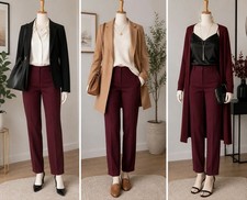 Women's Nine West Dress Pants Size 8 Burgundy Straight Leg Caree office Y2K