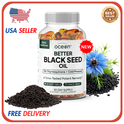 #ad Organics Ocean Better Black Seed Oil 30 Softgels 5% Thymoquinone Cold Pressed $33.98