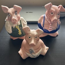 Wade 1980s Vintage Natwest Piggy Banks -Set of 3 (Annabel, Maxwell & Baby Woody)