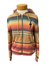 Tan Striped Aviator Nation Zip Up Hoodie