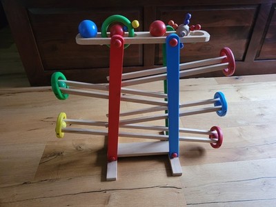 Kugelbahn aus Holz Mit 4 Kugeln Kinder Holzspielzeug