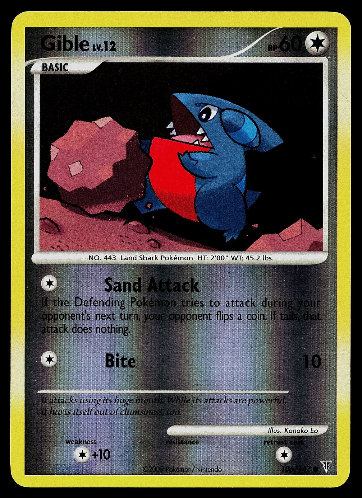 Pokemon Card - Gible Supreme Victors 106/147 Common Reverse Holo