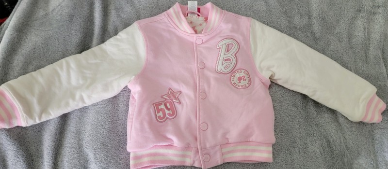 girls varsity jacket barbie limited edition pink