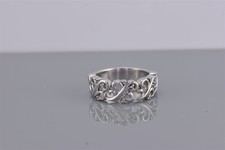 Sterling Silver Swirled Diamond Accented Scrolled Openwork Band Ring 925 Sz: 7